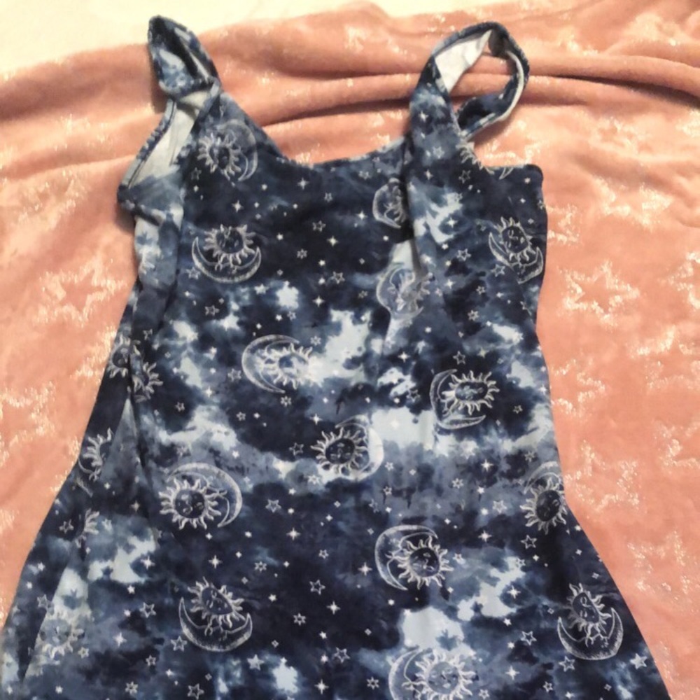 Blue and white moon romper